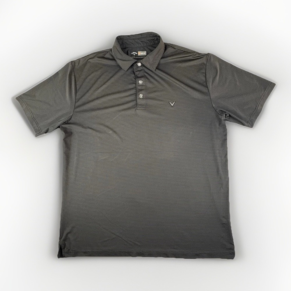 Callaway Opti-Dri L Mens Black/Grau Stripe Knit Short Sleeve Golf Polo